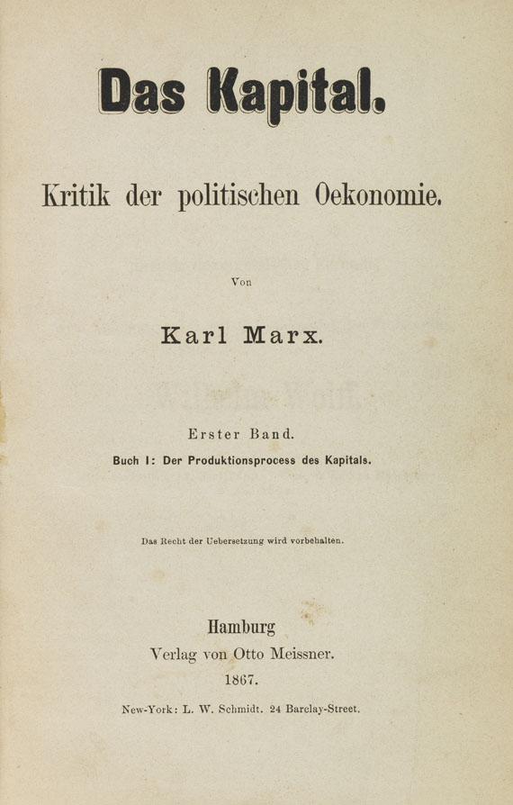 Karl (Heinrich) Marx - Das Kapital. Band 1