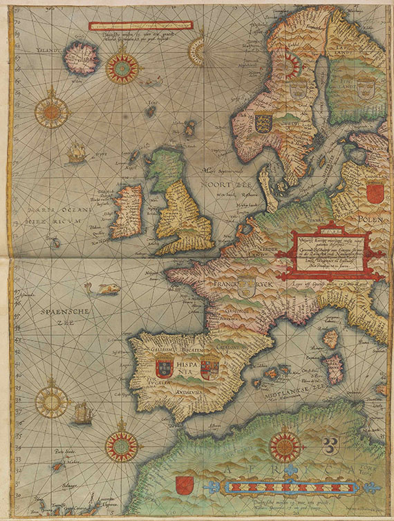 Lucas Janszoon Waghenaer - Speculum nauticum super navigatione maris, 2 Teile in 1 Band, 1586.