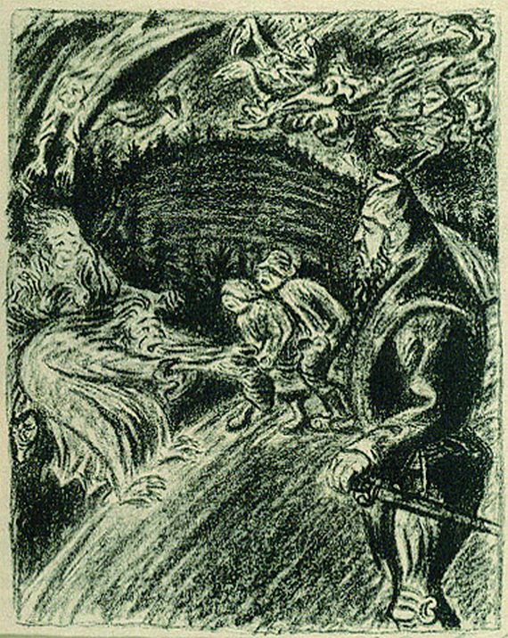 Ernst Barlach - 2 Bll.: Legende 3 (Riesenbildnis). Der getreue Eckart I (Die Unholden II)