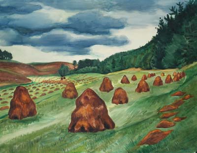 Hermann Max Pechstein - Wiese mit Heuhocken