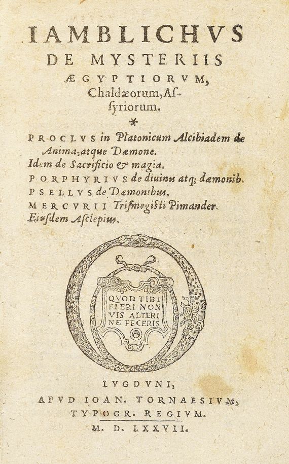 Jamblichus - De mysteriis Aegyptiorum.