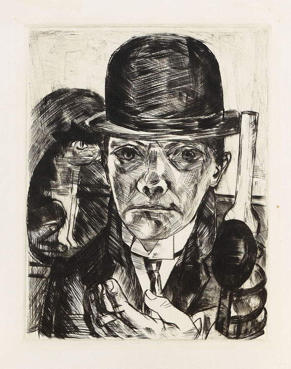 Max Beckmann - Selbstbildnis mit steifem Hut