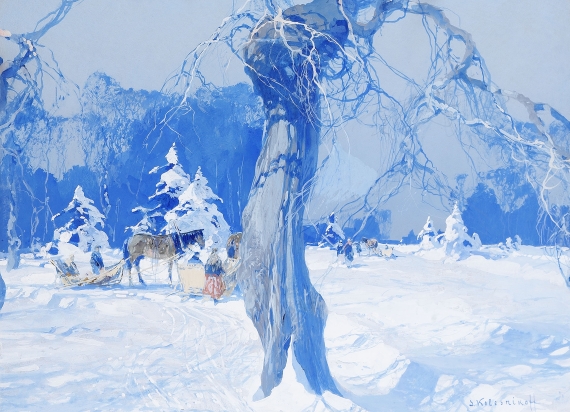 Sergei Kolesnikoff - Zugeschrieben - Winterlandschaft mit Schlitten