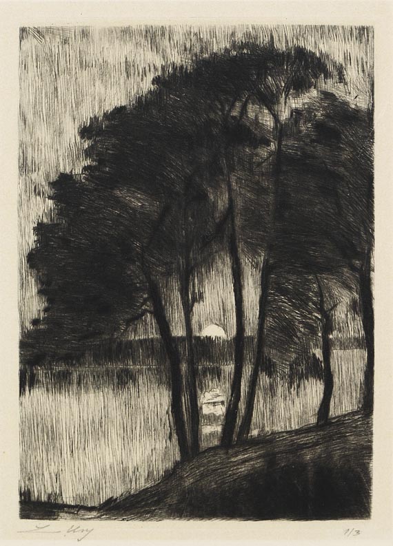 Lesser Ury - Sonnenuntergang am Grunewaldsee