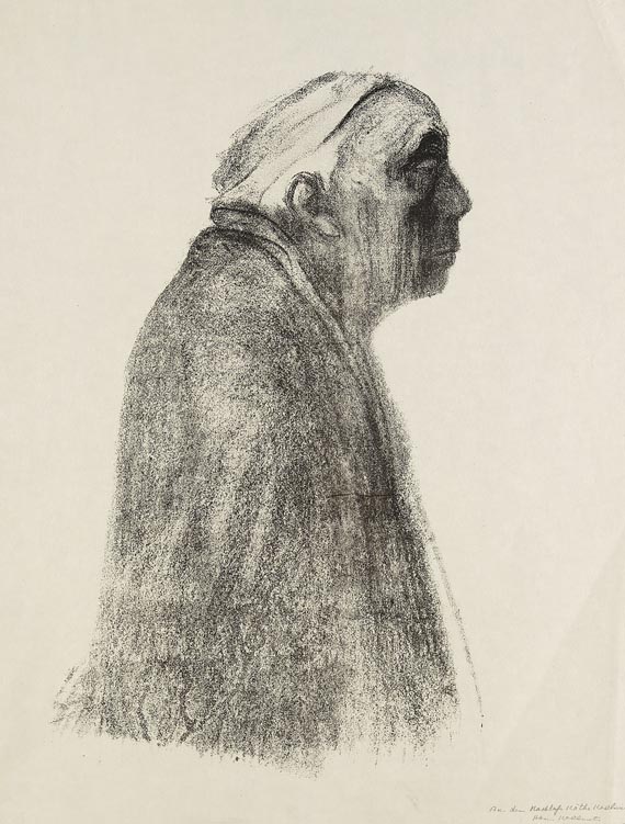 Käthe Kollwitz - Selbstbildnis im Profil nach rechts