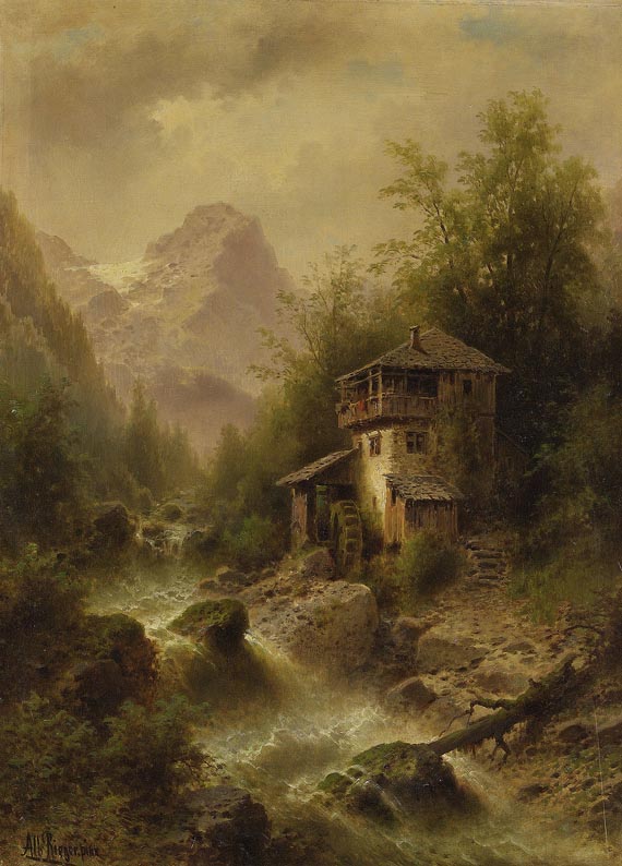 Albert Rieger - Wildbach mit Mühle