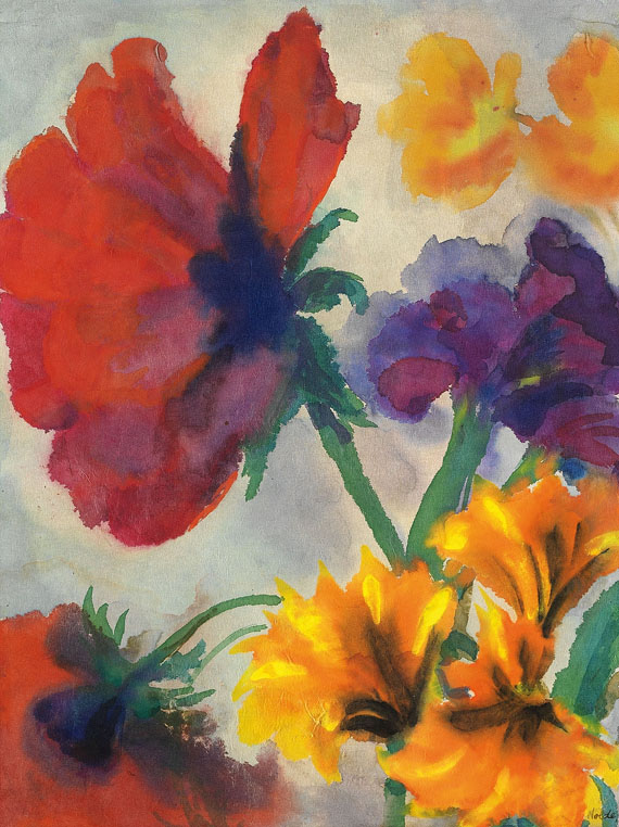 Emil Nolde - Mohn, gelbe und blaue Blüten