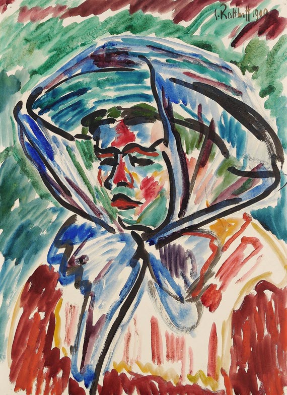 Karl Schmidt-Rottluff - Mädchen mit blauem Schal