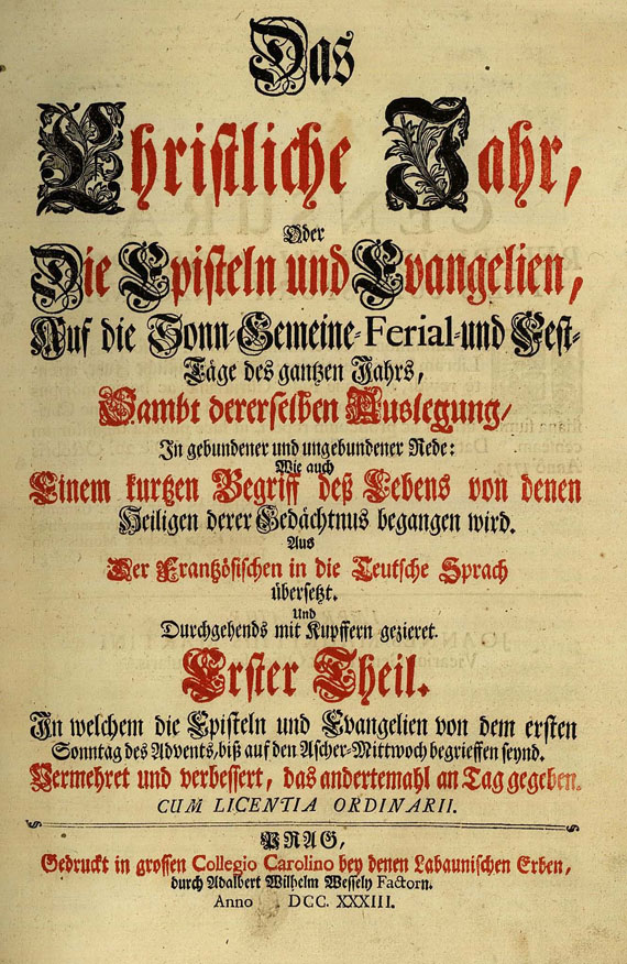 Sporck, F. A. von - Das Christliche Jahr. 2 Bde. 1733