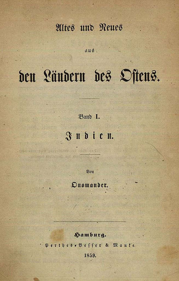  Onomander - Länder des Ostens. 3 Tle. in 1 Bd. 1859