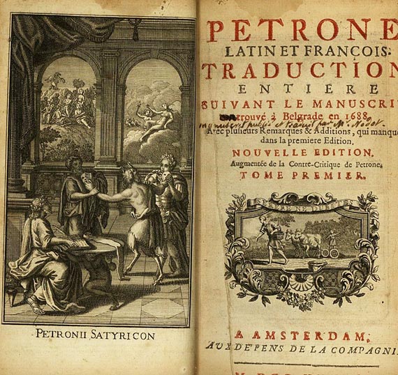 Titus Petronius Arbiter - Latin et Francois Traduction, 2 Bde. 1736.