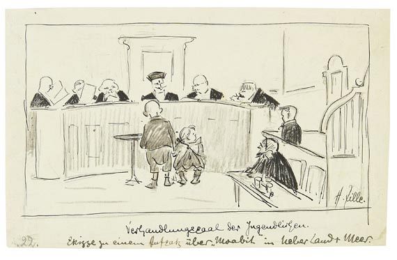 Heinrich Zille - Verhandlungssaal der Jugendlichen