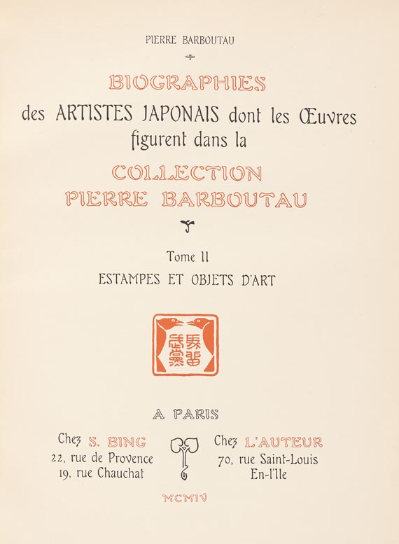  Collection Barboutau - Collection Pierre Barboutau, 2 Bde., 1904. - Weitere Abbildung