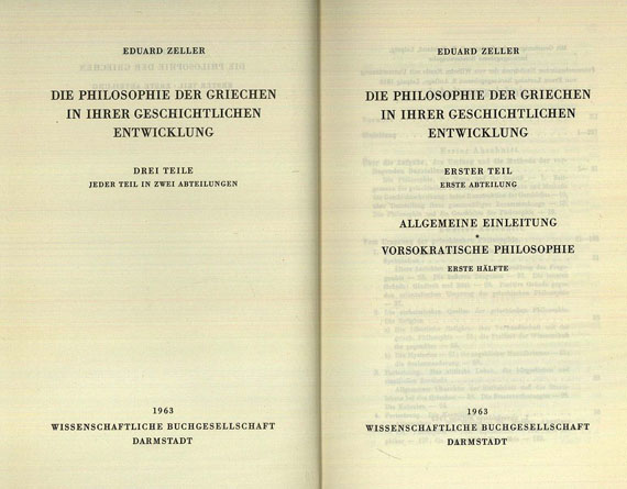 Eduard Zeller - Die Philosophie der Griechen, 6. Bde., 1963.