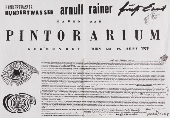 Friedensreich Hundertwasser - 2 Bll., Pintorarium, 1959.