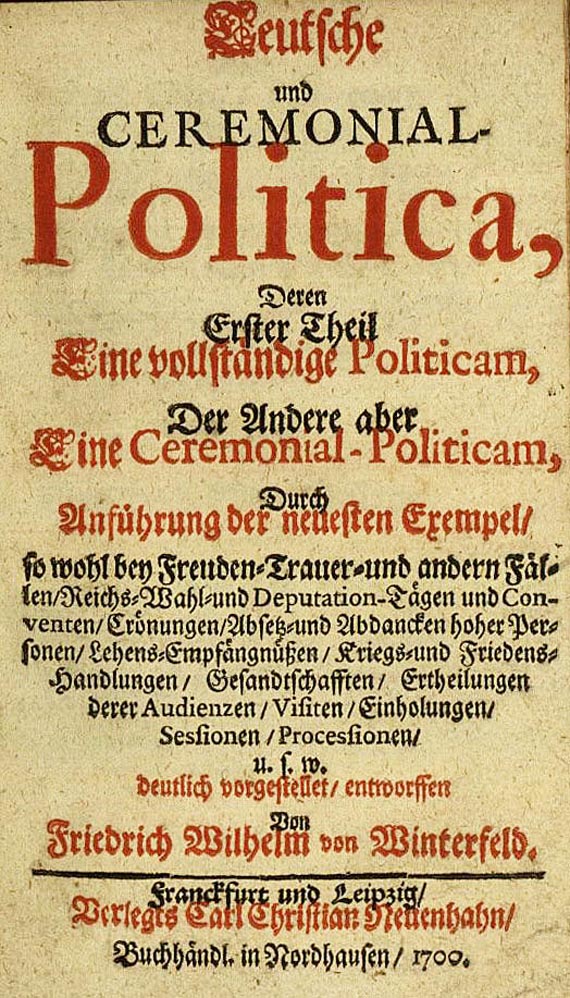 Friedrich Wilhelm von Winterfeld - Ceremonial-Politica 1700