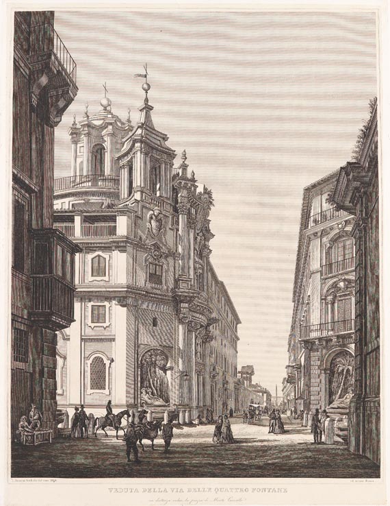  Italien - 18 Bll. Ansichten, u. a. aus Scenografia di Roma moderna. 1848-50.