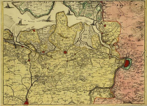  Belgien - 4 Bll. Karten von Namur, Antwerpen, Lier und Brabant 1750