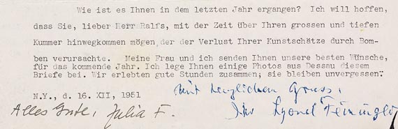 Lyonel Feininger - Masch. Brief mit Zeichn. (1951) - Weitere Abbildung