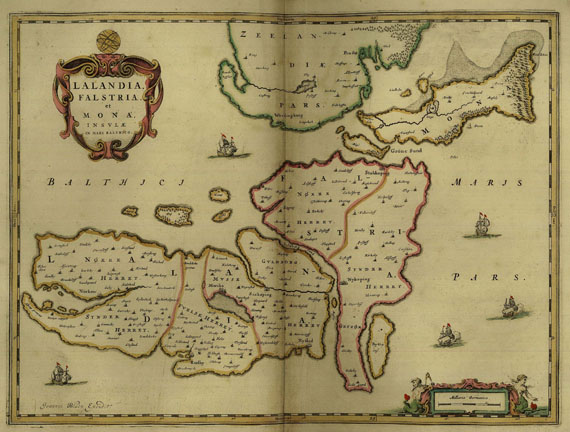  Dänemark - 2 Bll. Dänemark und Laland m. Falster, dabei: 1 Bl. Laland m. Falster (Janssonius-Waesberghe).