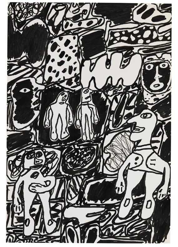 Jean Dubuffet - Paysage avec six personnages, 27 juin 1980