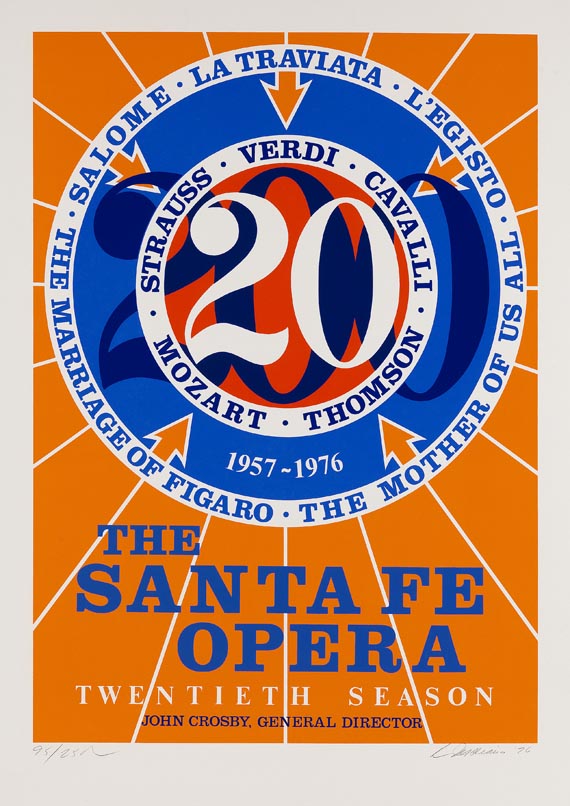 Robert Indiana - 5 Blätter: Eine kleine Nachtmusik, Picasso, The Santa Fe Opera, Decade: Autoportrait 1969, The Bridge