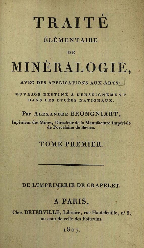 Alexandre Brongniart - Traité élémentaire de minéralogie. 1807. 2Bde.