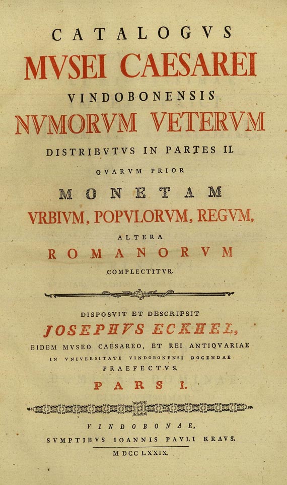Joseph Eckhel - Catalogus Musei Caesarei. 1779. 2 Bde.