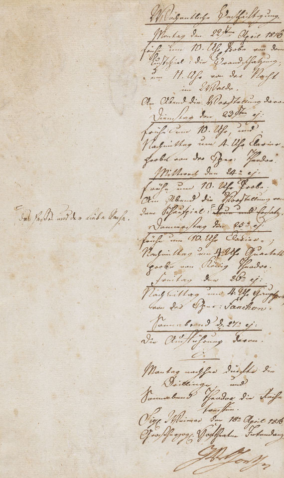 Johann Wolfgang von Goethe - 1 Autograph. 1816.