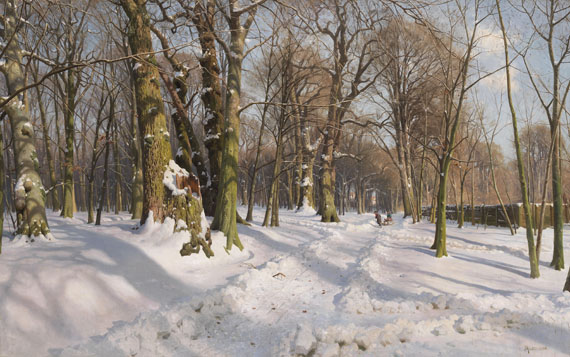 Peder (Peder Mørk Mønsted) Mönsted - Verschneiter Waldweg bei Sonnenlicht