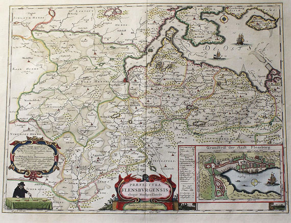  Schleswig-Holstein - 2 Bll. Flensburg, Apenrade (J. Blaeu, aus Danckwerth). 1659ff.