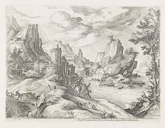 Paul Bril - Flusslandschaft mit Reisenden in der Campagna