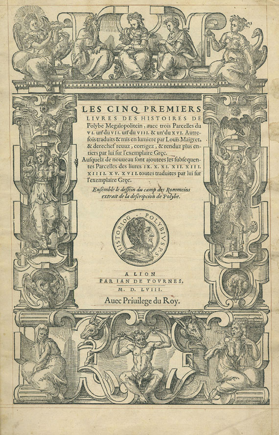  Polybios - Les cinq premiers livres. 1558. und 3 Beigaben