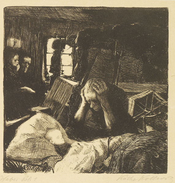Käthe Kollwitz - 3 Radierungen u. 3 Lithografien (Die Weber). 1906-1918. - Weitere Abbildung
