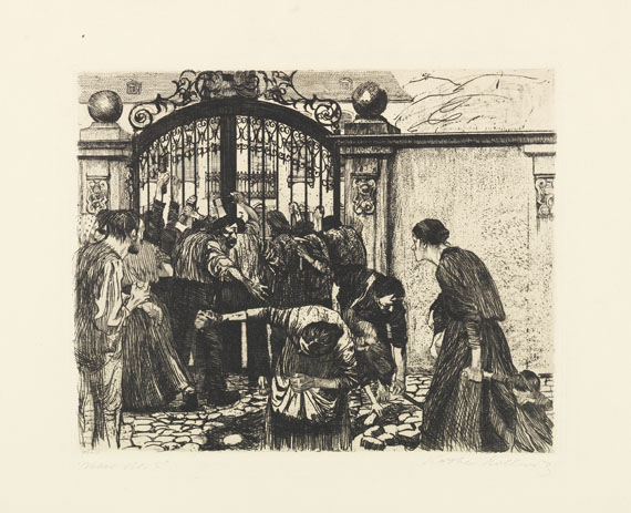 Käthe Kollwitz - 3 Radierungen u. 3 Lithografien (Die Weber). 1906-1918. - Weitere Abbildung