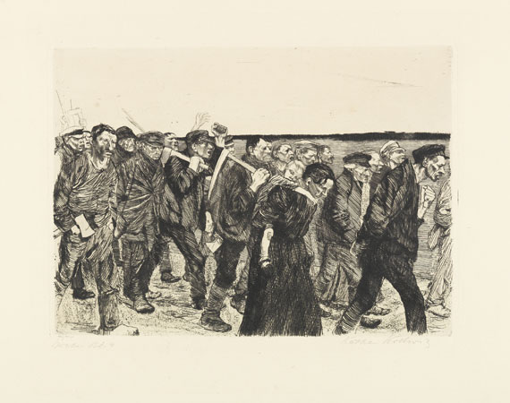 Käthe Kollwitz - 3 Radierungen u. 3 Lithografien (Die Weber). 1906-1918. - Weitere Abbildung