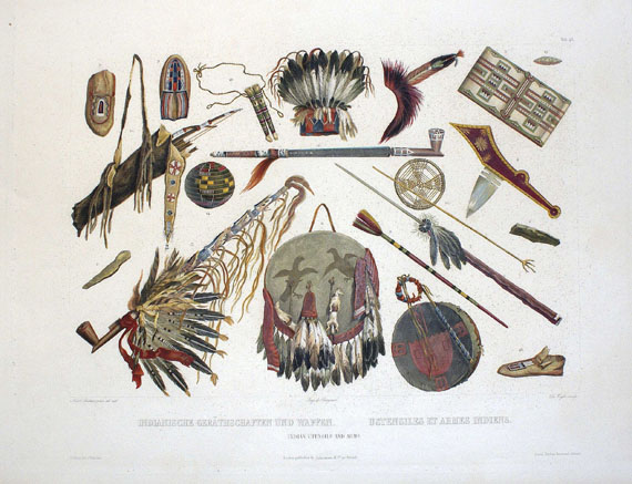 Indianer - 1 Bl. Indianische Gerätschaften (Karl Bodmer).