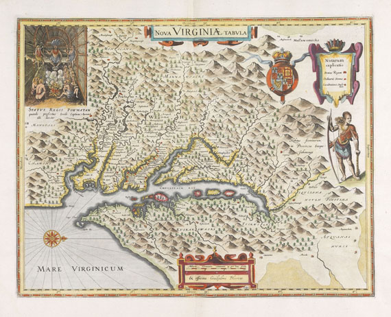 Amerika - 1 Bl. Nova Virginiae tabula (W. J. Blaeu). 1631.