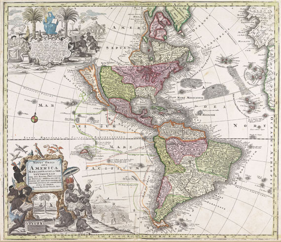  Kontinente - Kontinente. 4 Bll. Europa, Afrika, Asien und Amerika. 1730