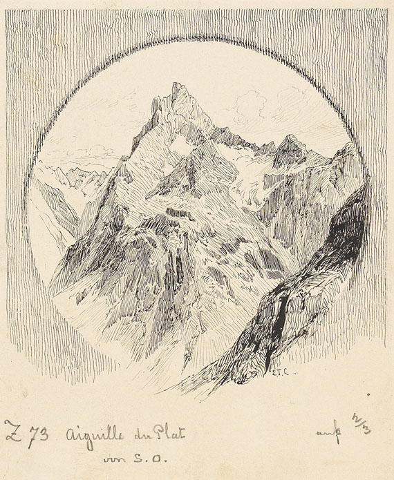 Edward Theodore Compton - 2 Bll.: Ansichten des Aiguille du Plat de la Selle, vom Pic de la Grave und von Südosten aus gesehen