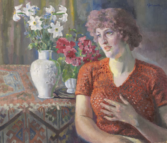 Conrad Felixmüller - Gisela vor Blumen