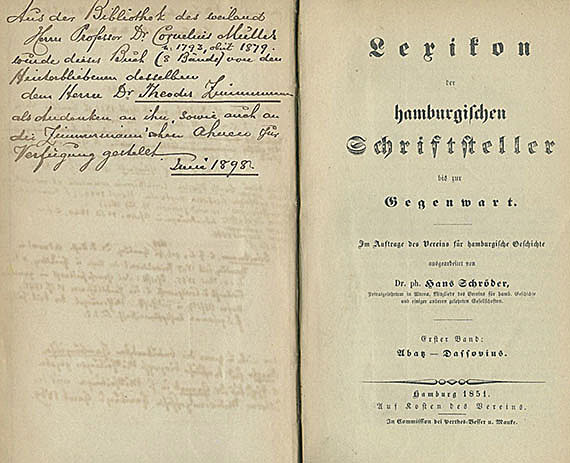 Hans Schröder - Hamburg Schriftsteller. 8 Bde. + 2 Beigaben 22 Tle.