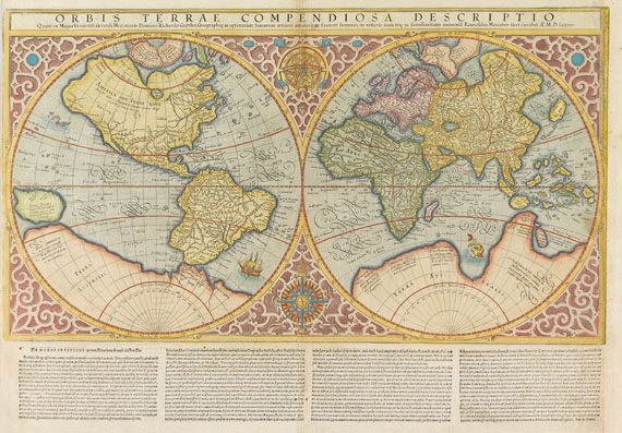  Weltkarte - 1 Bl. Orbis terrae compendiosa descriptio (Mercator).