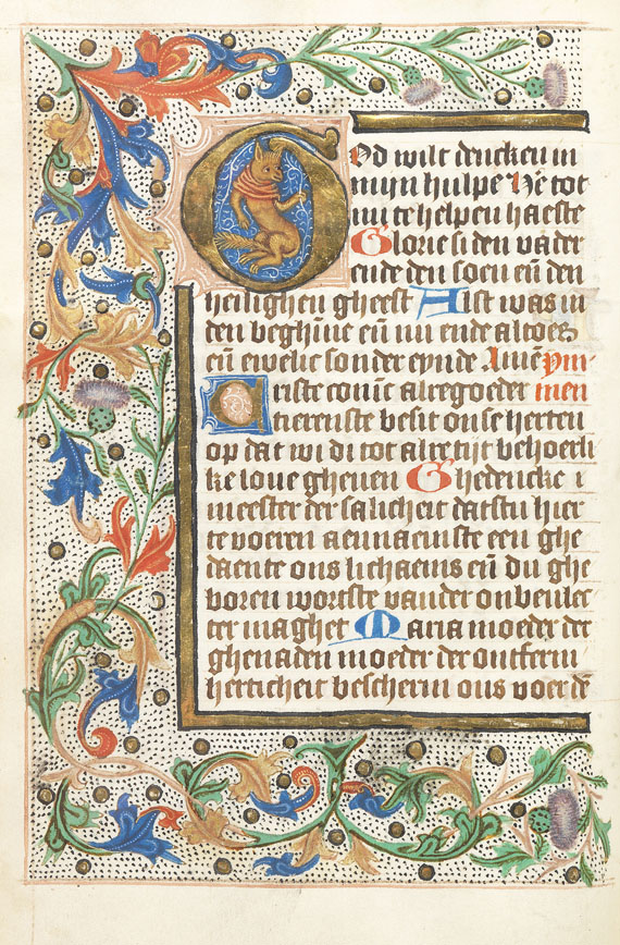 Manuskript - Niederländisches Stundenbuch auf Pergament. Um 1470
