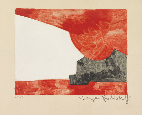 Serge Poliakoff - Composition rouge, blanche et noir
