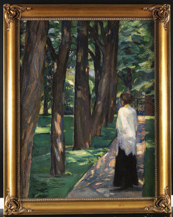 Albert Weisgerber - Dame im Park - Rahmenbild