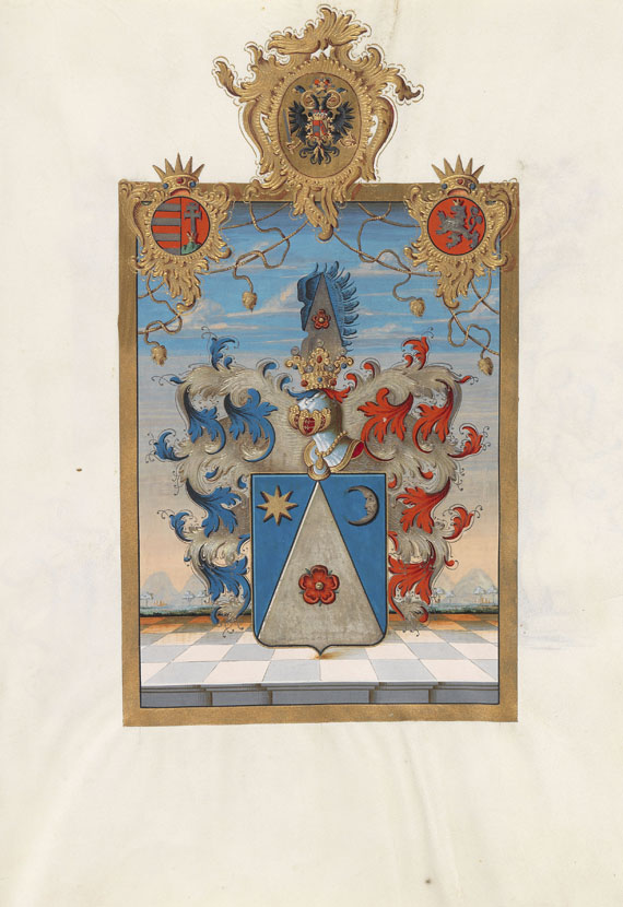 Röm.-dt. Kaiser Leopold II. - Adelsbrief, Hs. auf Pergament, J. B. Hardt.