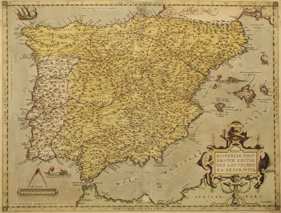  Spanien - 2 Bll. Spanien (Ortelius), dabei: 1 Bl. Gibraltar + 1 Bl. Dalmatien. Zus. 4 Bll. - Weitere Abbildung