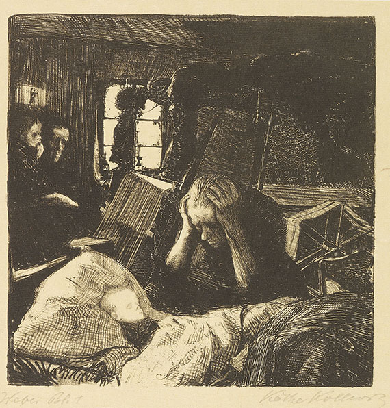 Käthe Kollwitz - 3 Radierungen u. 3 Lithografien (Die Weber). 1906-1918. - Weitere Abbildung