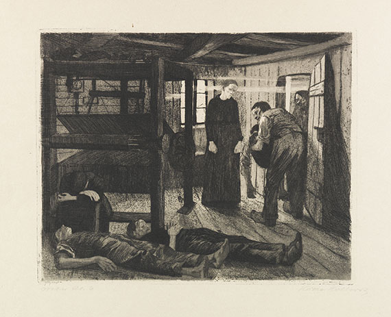 Käthe Kollwitz - 3 Radierungen u. 3 Lithografien (Die Weber). 1906-1918. - Weitere Abbildung